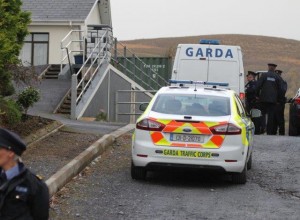 Detectives outside of the home where a husband and wife in their 70's were found dead this morning. Pic by North-west-newspix. 