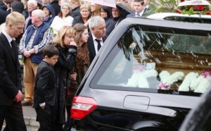 The devastated family of Kym Harley leave St Mary's Church, Stranorlar. Pic by NorthwestNewspix