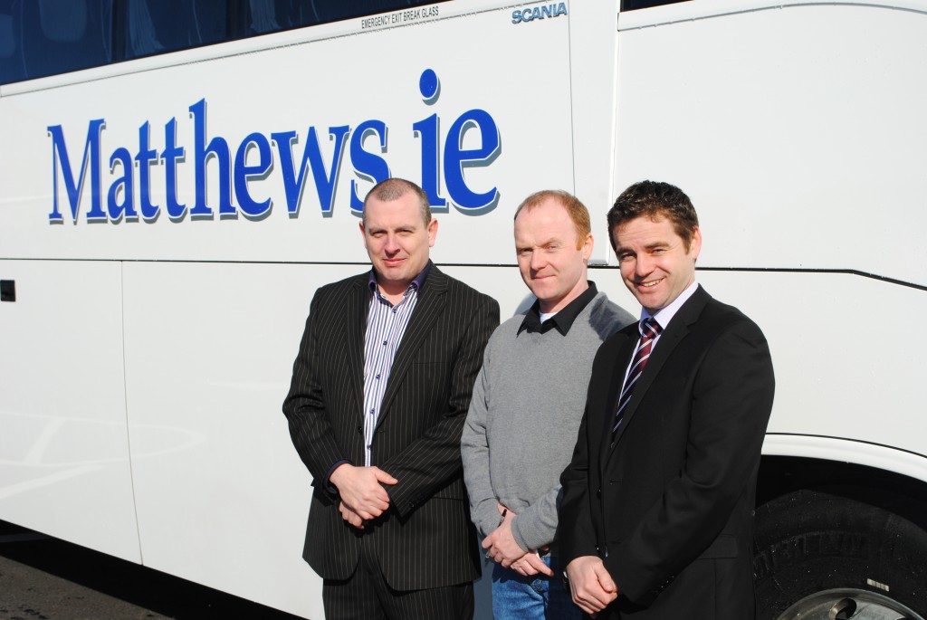 “L to R, Noel Matthews, MD Matthews Coach Hire, Michael Coleman and Karl Sweeney, Training Director Swilly Group.  Michael attended the Swilly Group Momentum funded Export & Transport Manager course in 2012/2013.  Michael served his work placement with Matthews Coach Hire and has secured full time employment with Matthews.  Michael has progressed through his course from being Long Term Unemployed to now holding a full time, senior management position with a progressive company for over a year”