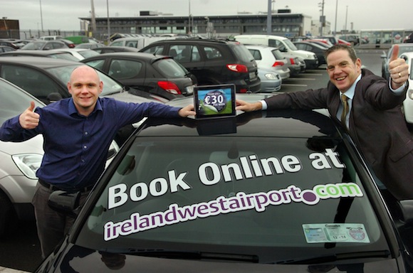 Pictured at the launch of the online parking pre-book service at Ireland West Airport Knock were, left to right, Donal Healy, Marketing Manager and John McCarthy, Operations & Commercial Services Manager, Ireland West Airport Knock