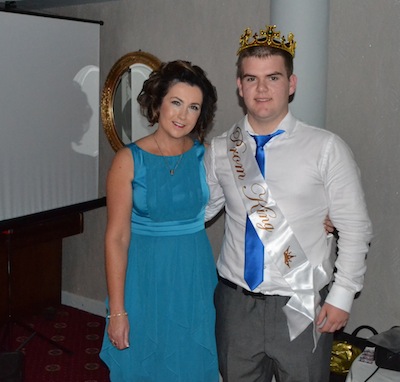 Prom King Michael Mc Colgan with Ms Boland, Deputy Principal