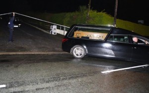 The removal of the remains of Jimmy and Kathleen Cuddity from their Carndonagh home last night. Pic copyright of North West News Pix.