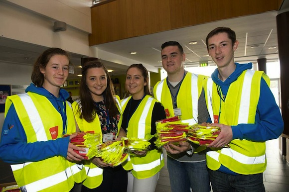 Volunteers handing out reflective jackets. ALL PICS BY CLIVE WASSON.