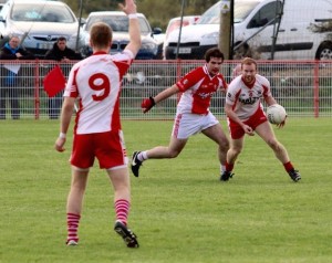 Action between Dungloe and Killybegs in Dungloe this afternoon. (Pic: Eoin Mc Garvey)