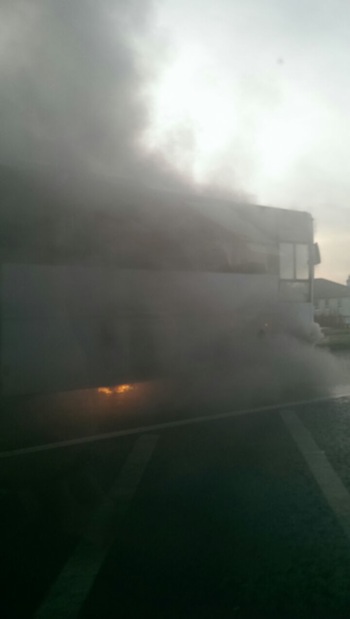 Brian McLaughlin managed to get all the pupils off this burning bus in just seconds. Pic by Donegal Daily.