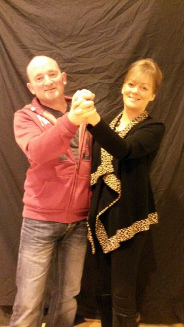 Deele College caretaker Gerry Crawford and art teacher Patrice Gallagher who are taking part in the Deele College Strictly Come Dancing on December 6th.