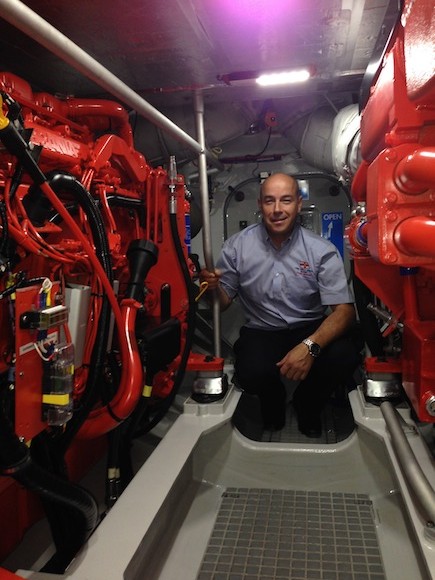 Greg McDaid checks on the progress of the new lifeboat which comes to Donegal shores next April.