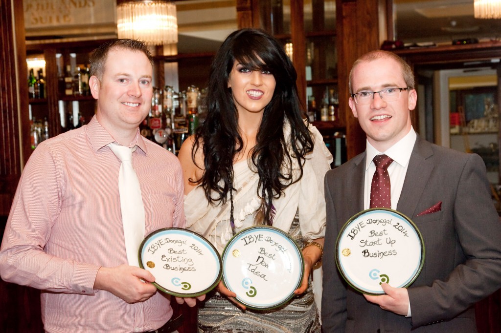 Pete Friel, Chartered Education, Rathmullan, Ellevyn Irwin, Click Clinic, Buncrana and Christy Lynch of Efficient Renewables Ltd. Muff who will be flying the flag for Donegal at the regional finals of Ireland Best Young Entrepreneur which will take place on Donegal Town Public Service Centre on Monday 10 November at 7pm.