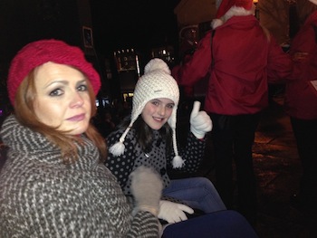 Leah MUllen gives us the thumbs-up with mum Bella just before she turned on the Christmas lights in Letterkenny.