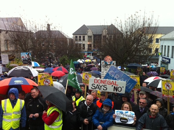 Part of the massive crowd of more than 7,000 at Market Square in Letterkenny. Pic by Donegal Daily.