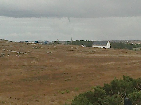 The tornado spout spotted over Donegal yesterday.