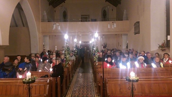 Those taking part in the carol service at the Cathedral Quarter in Letterkenny.