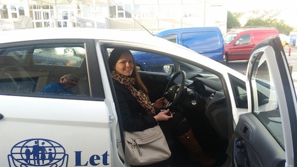 Emma is raring to go in her new motor.