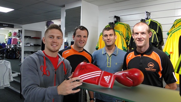 Jason Quigley visiting the store shortly after it opened.