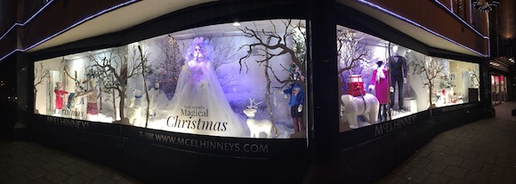 The stunning McElhinneys Christmas window display.