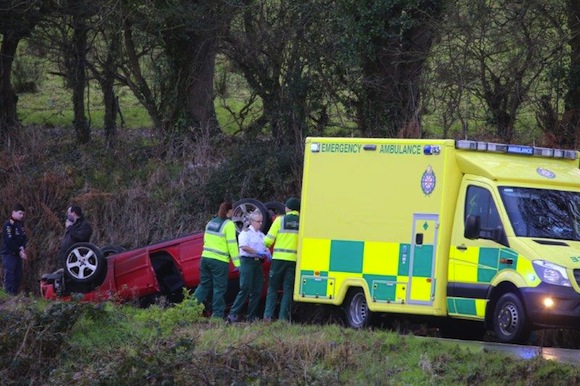 The scene of the accident this afternoon. Pic by North West Newspix.