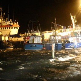 The boats in Burtonport Pier are taking a battering as Storm Rachel moves in across Donegal. 