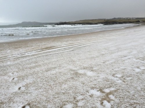 The hailstones which came on the beach at Dunfanaghy.