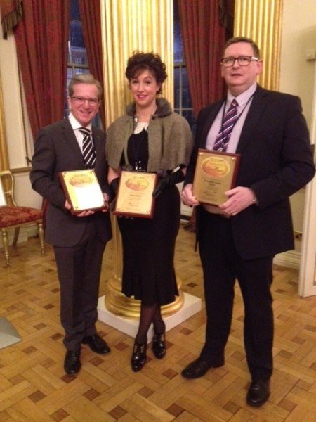 Vicky with James Mc Ginn Europa Hotel Belfast and Norman Bc Bride of Balllygally Hotel, both part of the Hastings Hotel Group.