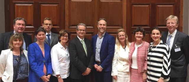 Pictured in the photograph are some of the Faculty members of the 2nd Breast Cancer Multidisciplinary Course held in Royal College of Surgeons in Dublin. From left to right: Geraldine MacGregor, Kevin Barry, Hajnalka Gyorffy, Jiri Vyskocil, Fiona MacNeill, John Kennedy, Kristjan Asgeirsson, Isobel Rubio, Katherine McGowan, Reem Salman and Michael Sugrue. 