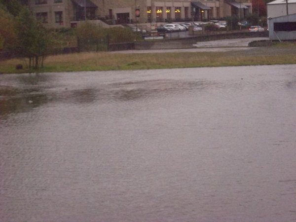 Our picture shows how close the high tide at the Port Bridge in Letetrkenny was close to bursting its banks.