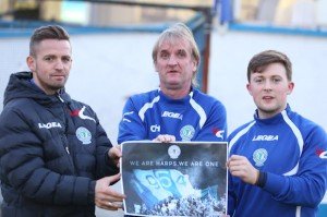 Harps manager Ollie Horgan, captain Kevin McHugh and midfielder Tony McNamee launch Finn Harps fundraising drive. 