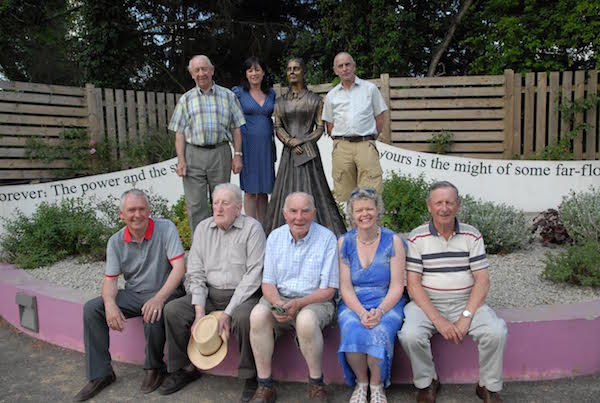 The Stranorlar Town Action Group (STAG) with a statue of Frances Browne which was unveiled in the town.