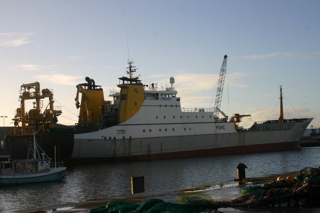 Dutch Super-Trawler SCH81 CAROLIEN is fishing off the coast of Arranmore Island. 