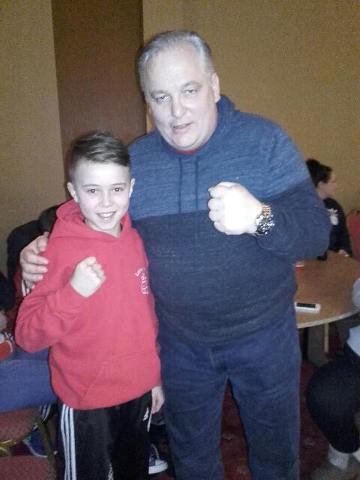 Cllr Mc Brearty with Dillon Browne Mc Monagle, a future jockey and boxer with Letterkenny Boxing Club.