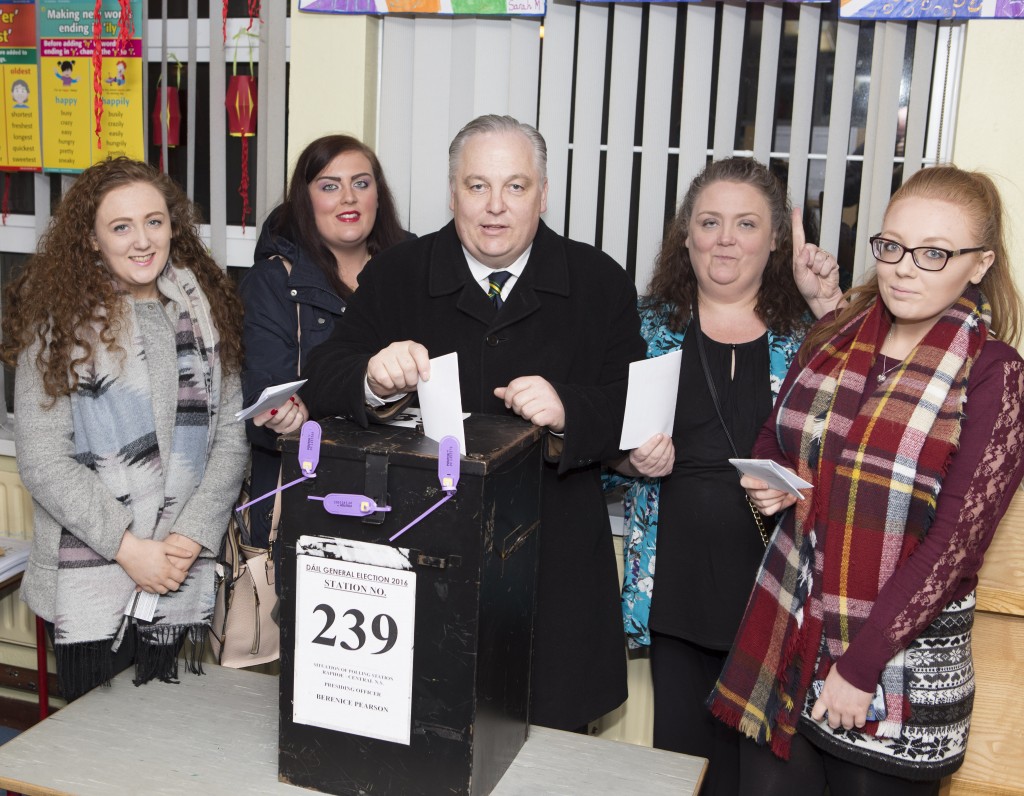 Independent candidate Colr Frank McBrearty pictured with his family when he cast his vote in his native Raphoe.  (North West Newspix)