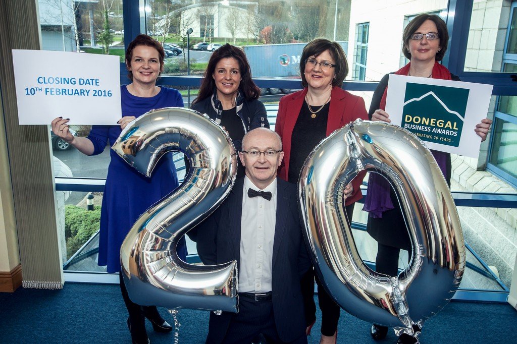 The Donegal Business Awards are celebrating 20 years of business in Donegal this year. To mark the milestone, Head of Enterprise at Donegal’s LEO, Michael Tunney and his colleagues Ursula Donnelly and Eve-Anne McCarron were joined by Doris Doherty, Ionad Cois Locha, Dunlewey and Annette Houston, Managing Director of FM Services Group, who were among the first winners of the inaugural Donegal Business Awards in 1997.