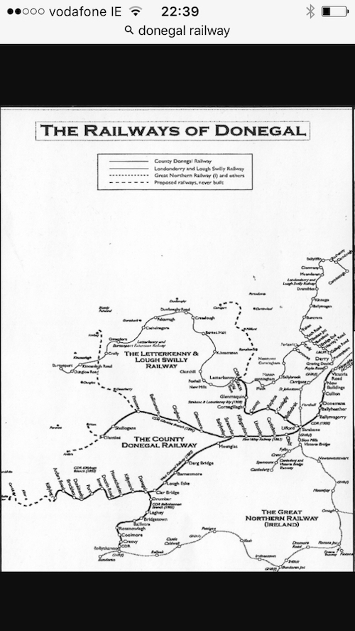 What a promising view of Co Donegal from 100 years ago, Three major rail companies crisscrossing each other to transport People around Co. Donegal.