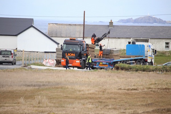 Workers start to build a temporary road into lands to film the scenes for Star Wars at Malin Head. Pic by Northwest Newspix.