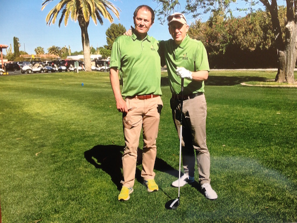 US Open champions Paul McCormack and Karl Pierce about to tee off for their final round on their record setting weekend in Tucson Arizona. Picture by Shane Wallace - Wallace Media