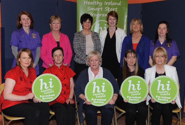 HSE staff along with Pre-School staff Bocan Community Creche, Crossroads & Killygordan, The Doorway Project Childcare Centre and Donegal Playgroup receiving their award for participating in the HSE’s Healthy Ireland Pre-School Programme – Smart Start run by the National Childhood Network. Other Pre-Schools who received this award (but are not in the photo) from Donegal include: Claire’s Little Stars Pre-school, Little Acorns Montessori Buncrana, Letterkenny Community Childcare, Little Acorns Montessori Carndonagh and Stepping Stones.