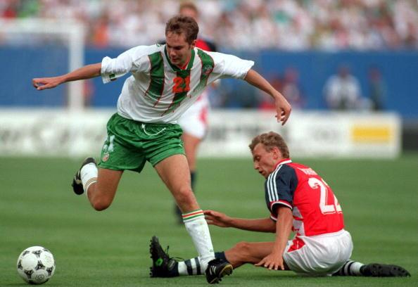 Jason McAteer in action for Ireland.