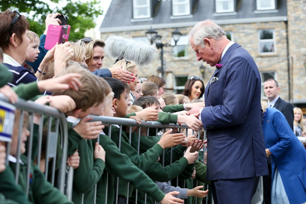 25/05/2016 NO REPRO FEE, MAXWELLS DUBLIN, IRELAND Visit to Ireland by The Prince of Wales and the Duchess of Cornwall. Donegal, Ireland. Pic Shows: HRH The Prince of Wales meeting the public in Donegal Town. PIC: NO FEE, MAXWELLPHOTOGRAPHY.IE