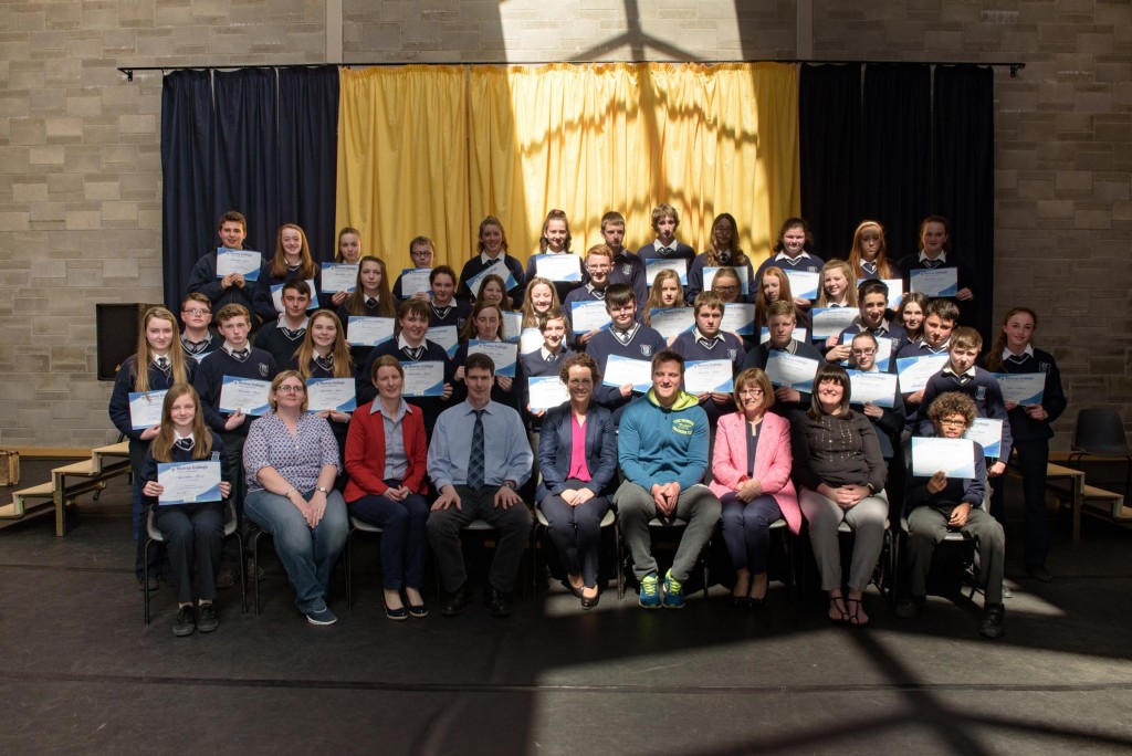 Academic Award winners and Appreciation Award Winners at the Mulroy College student awards. Photo:- Clive Wasson