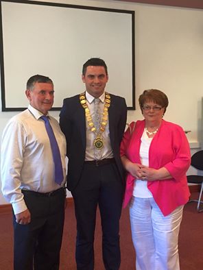 Mayor of Letterkenny James Pat McDaid with dad James and mum Peggy.