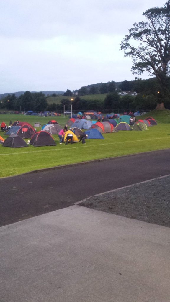 The camp site at St Eunan's GAA club at 4.30am. Pic John Haran