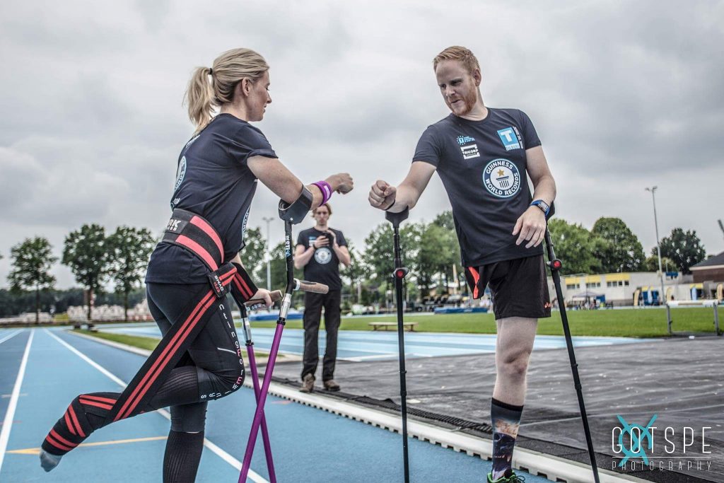 Nikki gets a good luck fist-pump from Brans before they both set off on the world record attempts. Gotsbe Photography