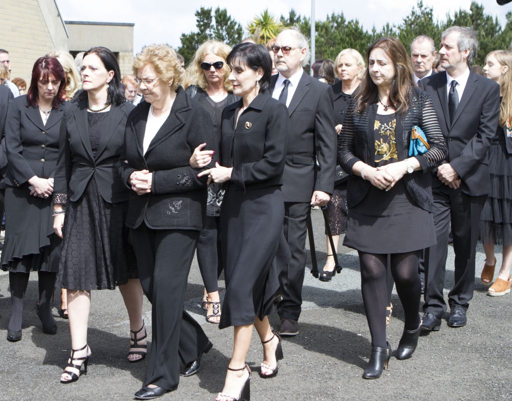 Enya with her mum Baba and members of Clannad at the funeral of their late father Leo at St Mary's Chapel, Derrybeg. (North West Newspix)