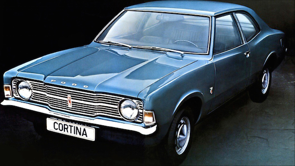 The Ford Cortina MK3 best selling car in Britain in 1973 and good for bad drivers passing driving tests.