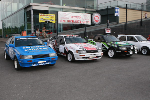 Toyota Corollas prepared by Paul Reid that will take part in this year Donegal Rally on show at the Toyota Fest in Letterkenny. Photo Brian McDaid