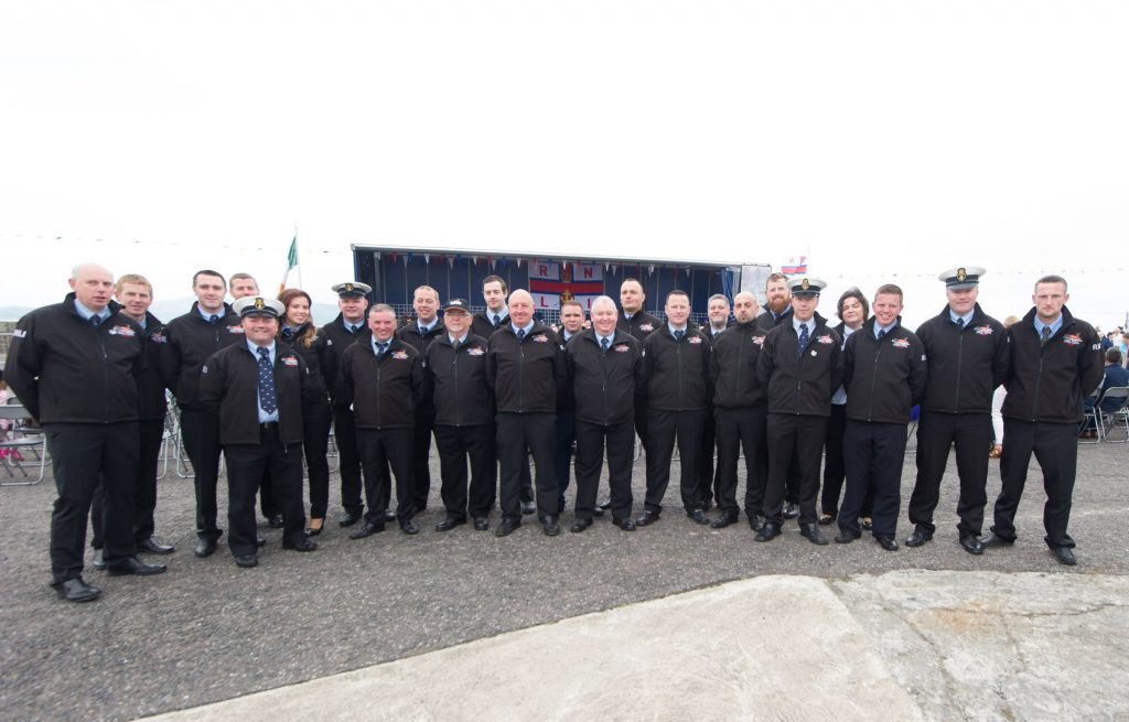 The RNLI Buncrana team at the naming ceremony and service of dedication of the first Shannon Class lifeboat 13-08 Derek Bullivant at Lough Swilly Lifeboat Station on Saturday the 25th of June.  Photo - Clive Wasson