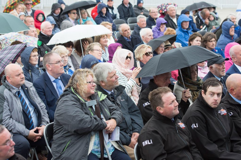 Someof the crowd at the naming ceremony and service of dedication of the Shannon Class lifeboat 13-08 Derek Bullivant at Lough Swilly Lifeboat Station on Saturday the 25th of June. Photo - Clive Wasson