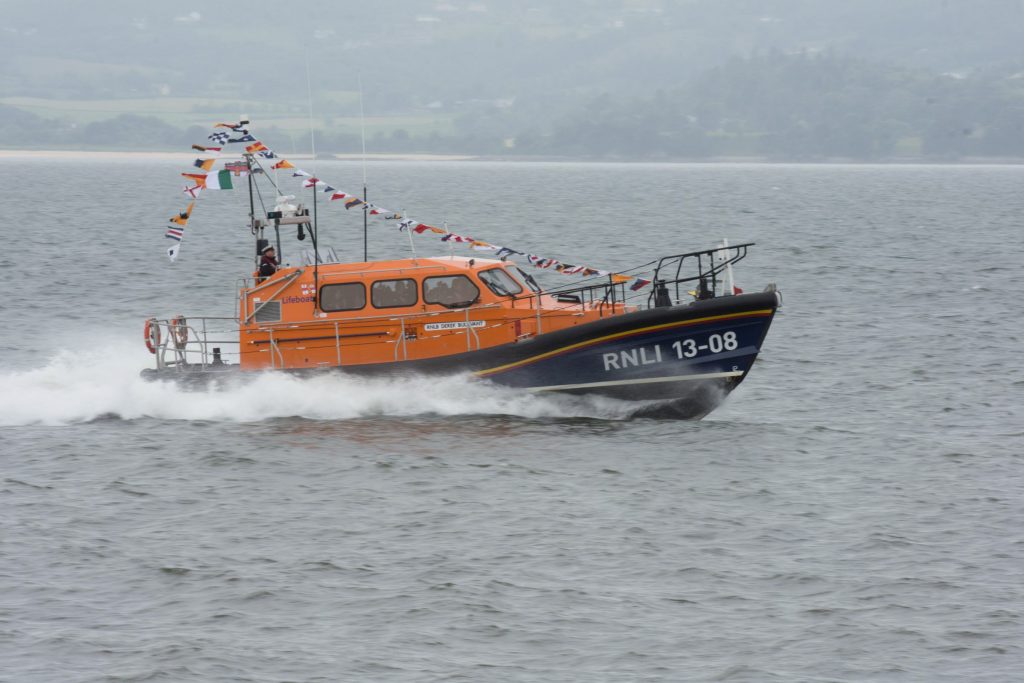 The first Irish  Shannon Class lifeboat the 13-08 Derek Bullivant in action at Lough Swilly Lifeboat Station on Saturday the 25th of June after the naming ceremony.  Photo - Clive Wasson