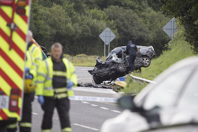 The scene of the double fatality on the N13 near Letterkenny where two young men lost their lives. (North West Newspix)