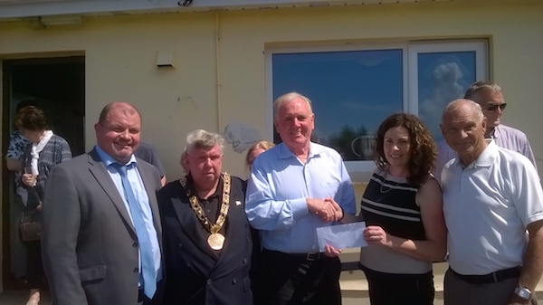 Cllr Kieran Brogan ,Mayor Richard Gormley Mayor of South Roxbury, Boston ,Mr Ray Flynn Southill Childrens Fund ,MS Catherine Kelly Nurse Manager Ballaghderg Pre school and Mr Billy Flynn, Southill Childrens Fund.