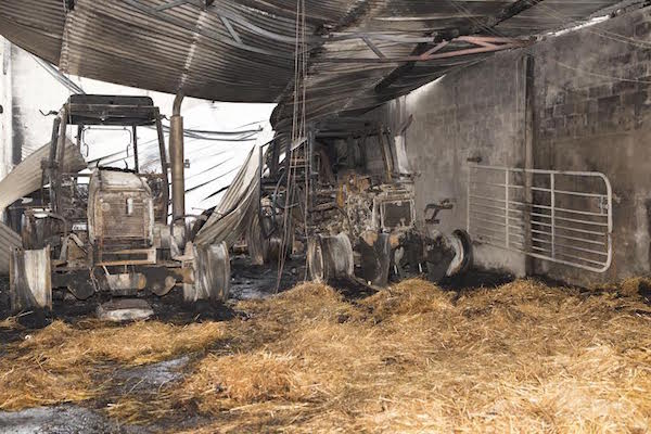 Tractors were destroyed in the attack